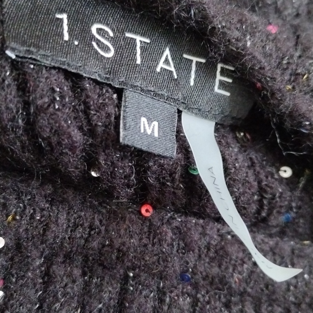 1 state shimmer sweater with the ruffle sleeves - Picture 3 of 6